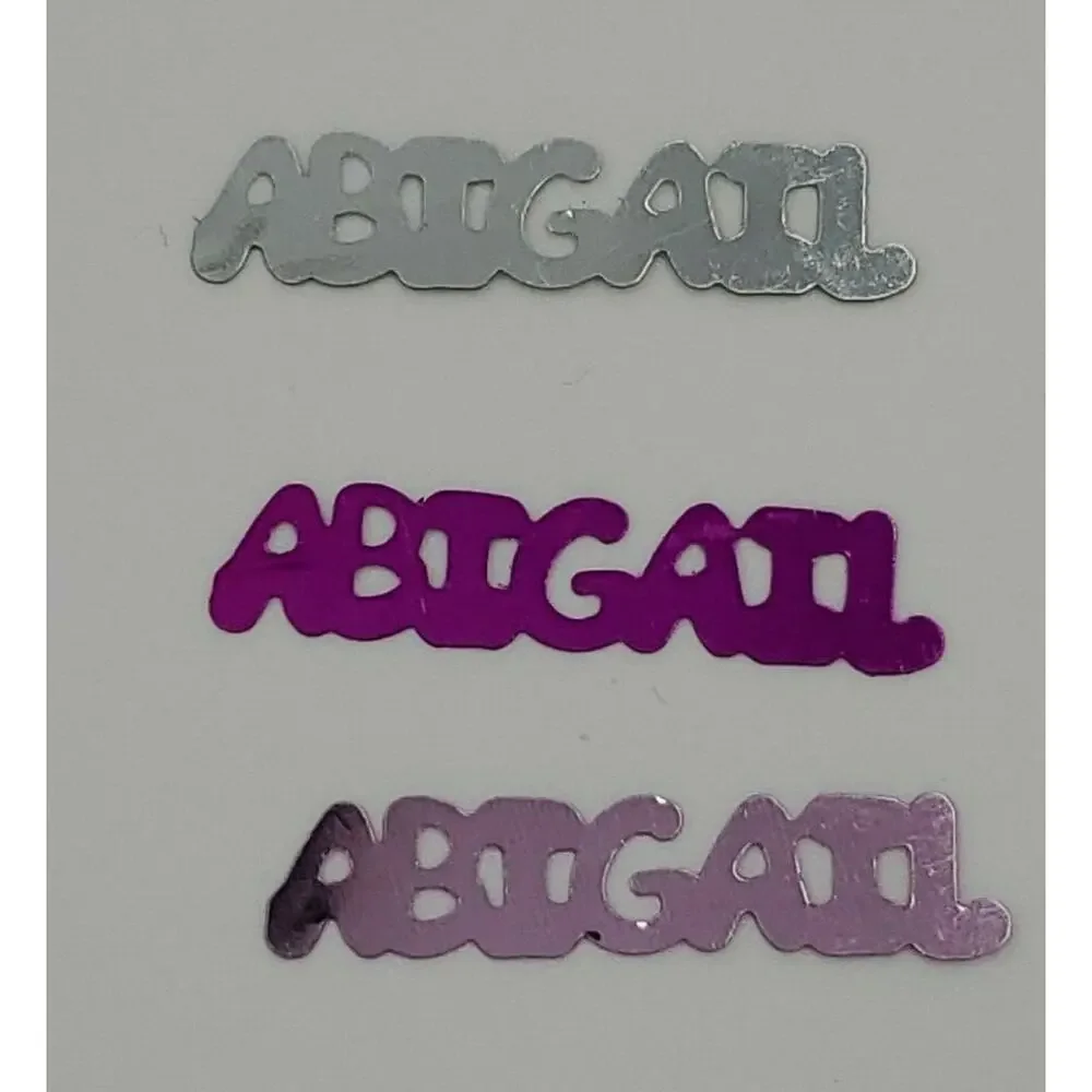 Personalized Confetti Name Abigail 5 Packs Silver & Pink Foil